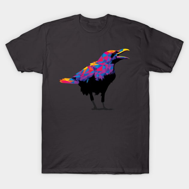 Rainbow Colorful Raven T-Shirt by polliadesign